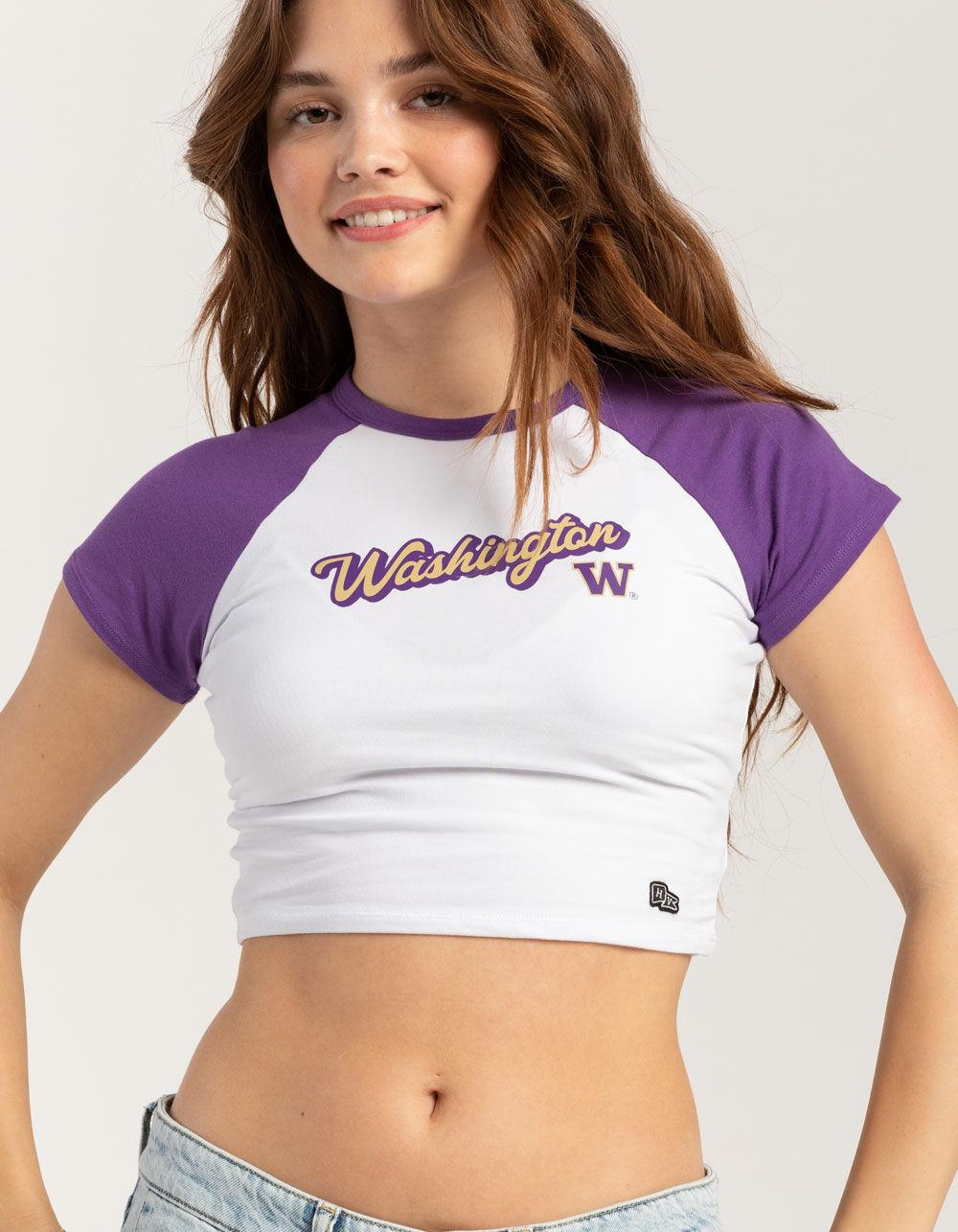 HYPE AND VICE University of Washington Homerun Womens Raglan Tee - PURPLE COMBO Product Image