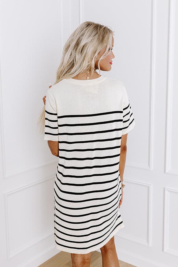 Country Club Charm Stripe Mini Dress in Cream Product Image
