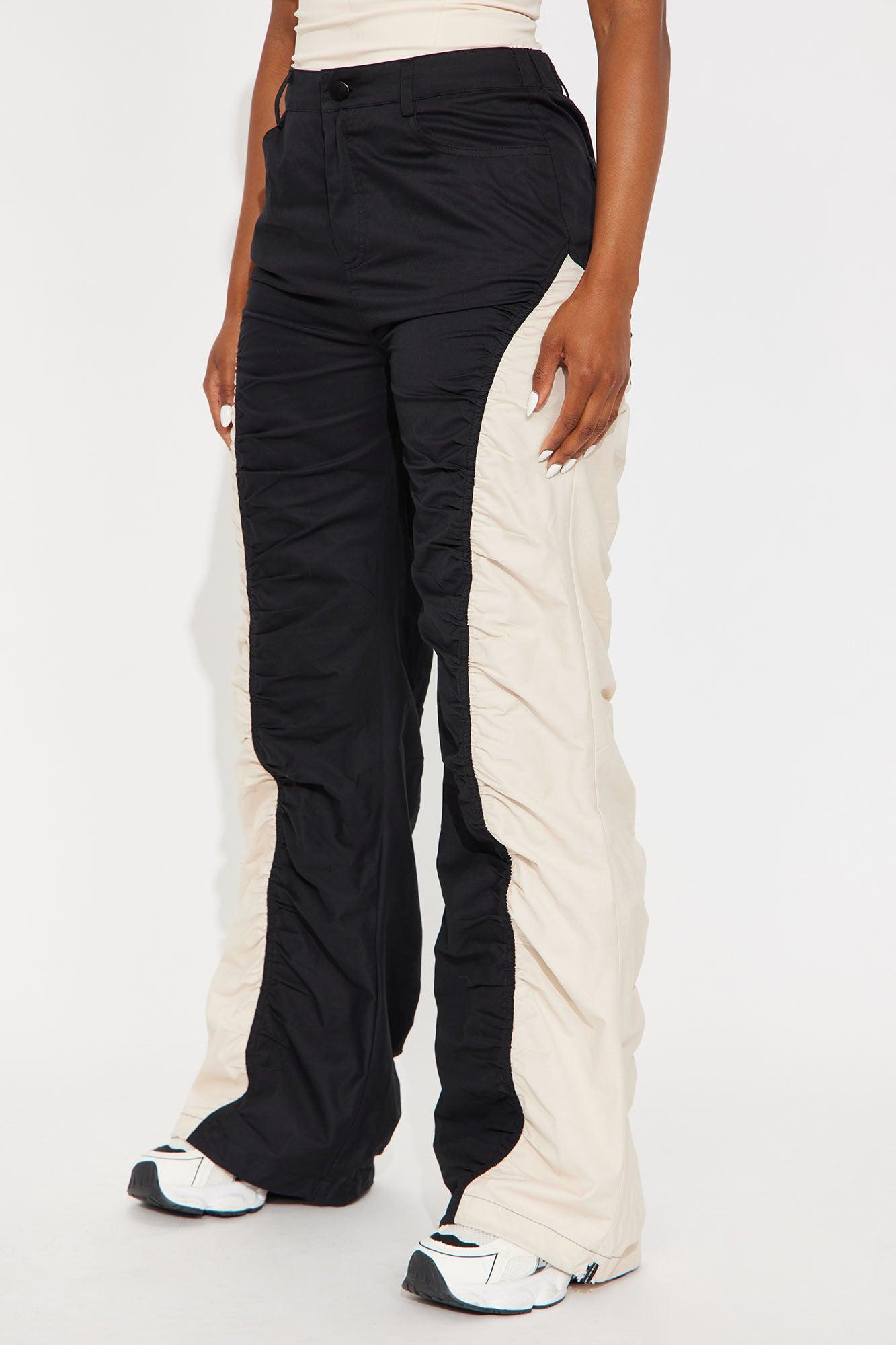 Sarah Wide Leg Colorblock Pants 33 - Black/combo Female Product Image