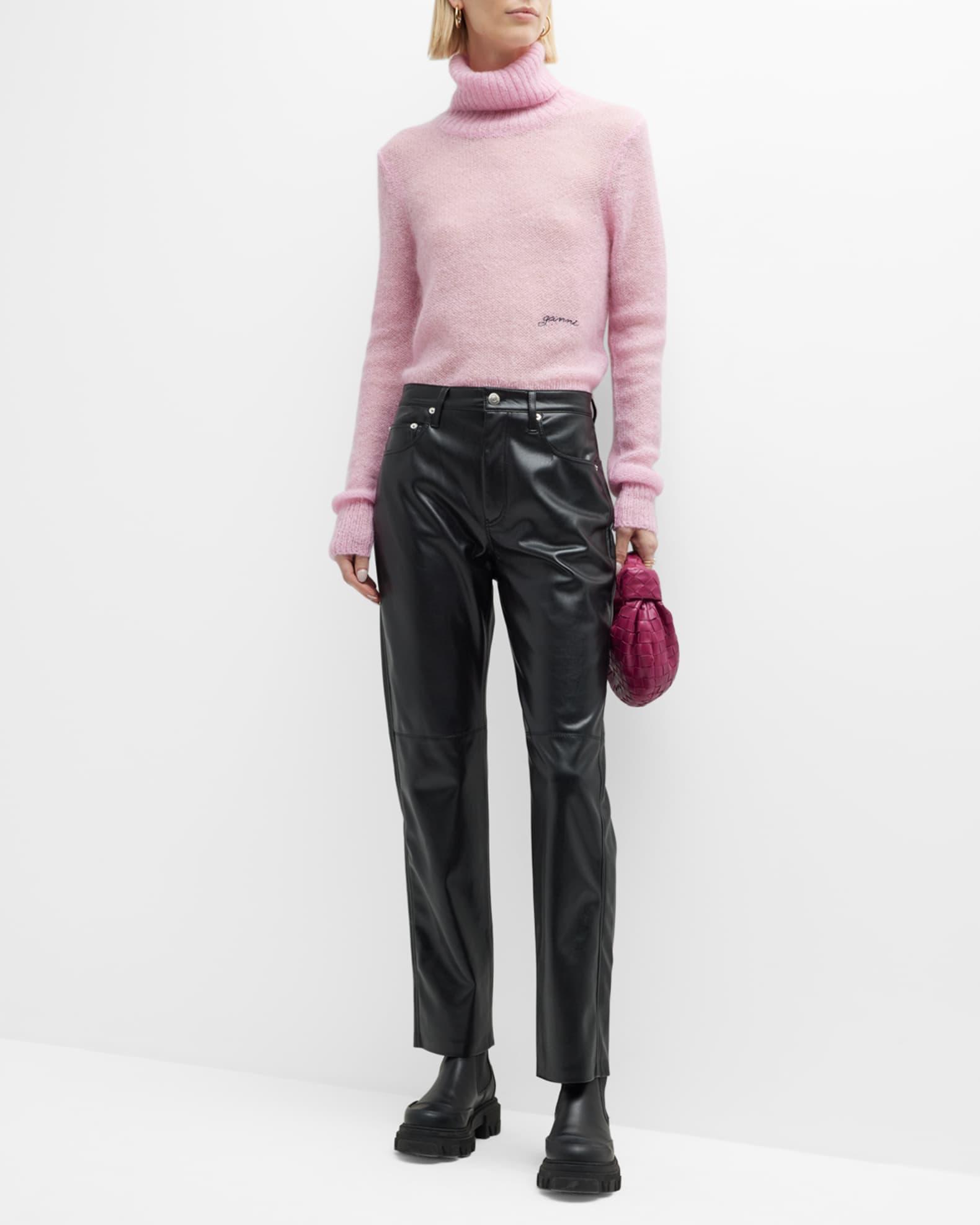 Vinni Mid-Rise Straight Leather Ankle Pants Product Image
