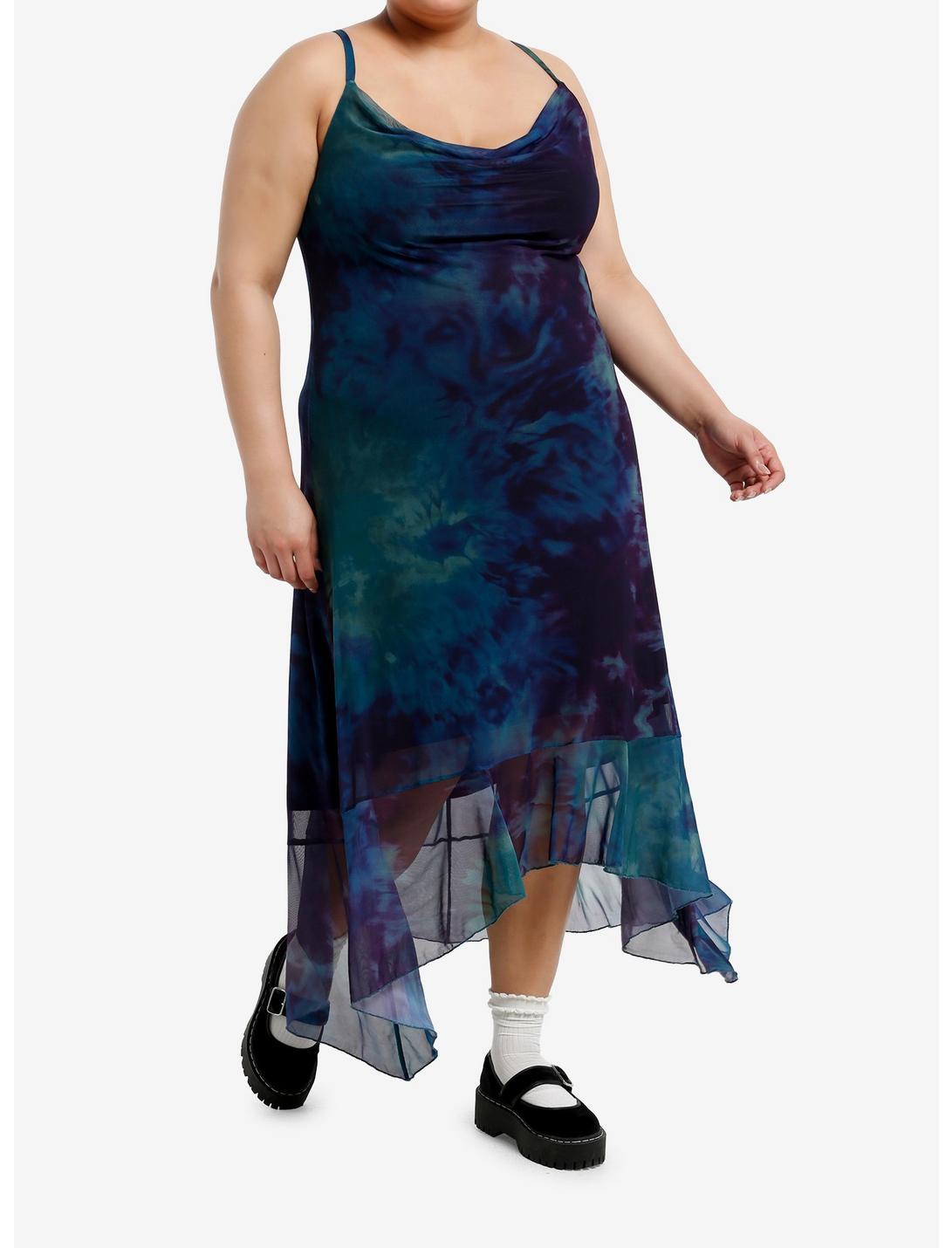 Cosmic Aura Purple & Blue Watercolor Slip Dress Plus Size Product Image