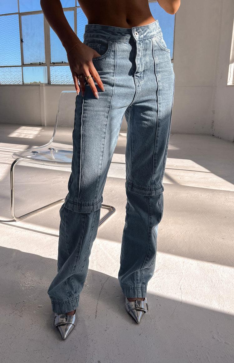 The Phoebe Mid Wash Denim Jeans to Jorts Baby Product Image