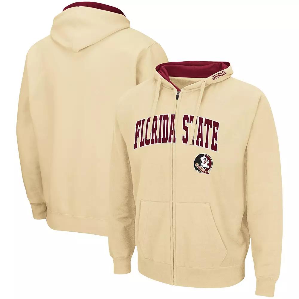 Men's Colosseum Gold Florida State Seminoles Arch & Logo 3.0 Full-Zip Hoodie,  Product Image