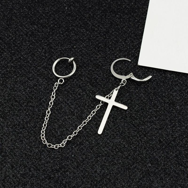 Cross Chained Earring / Clip-On Earring Product Image