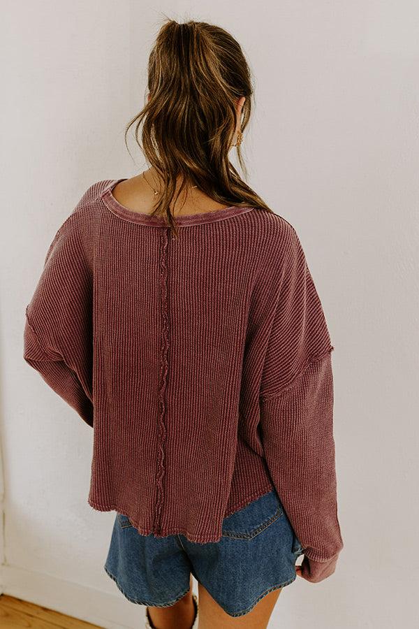 Cozy Couture Waffle Knit Top in Plum Product Image