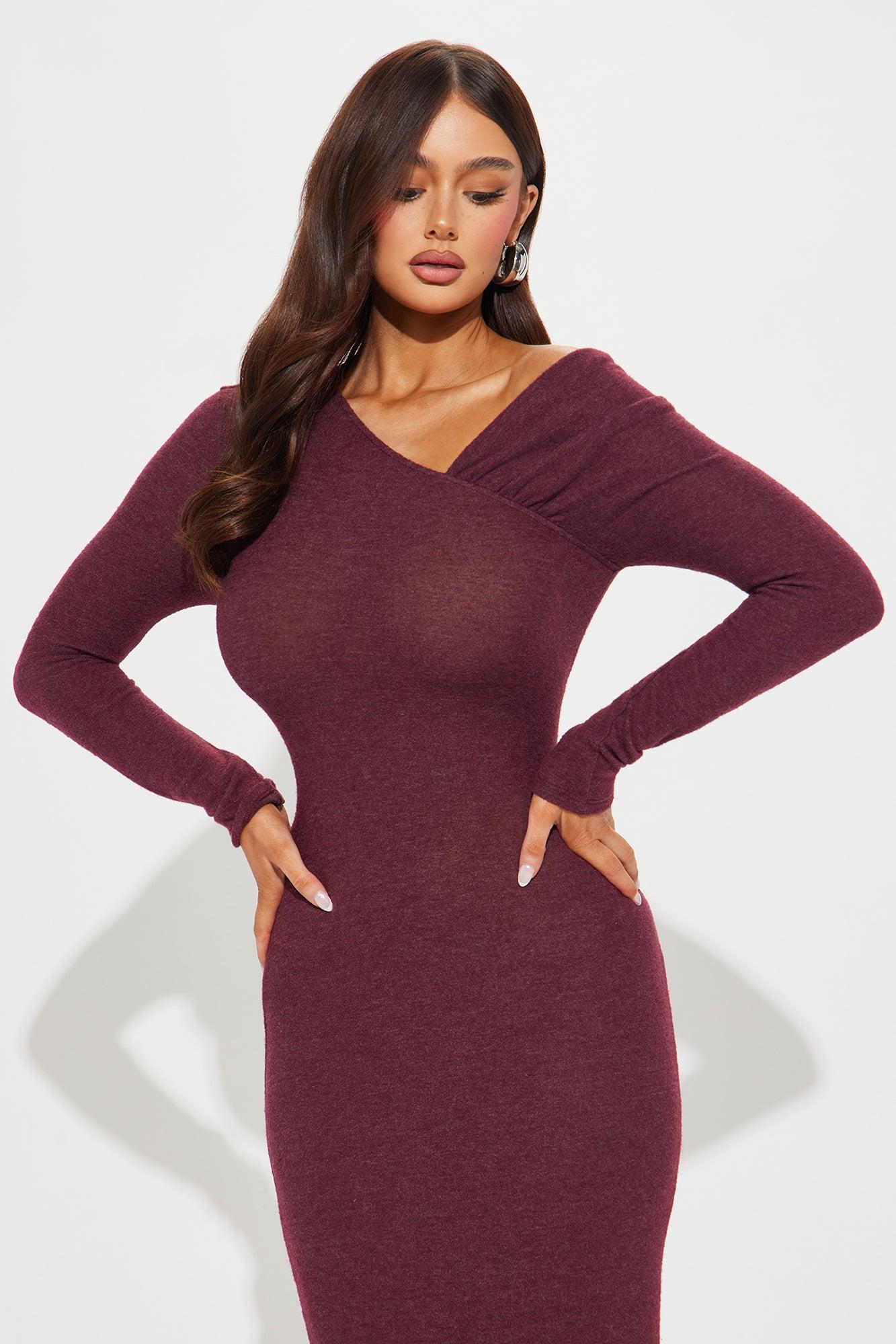 Luna Sweater Maxi Dress - Plum Product Image
