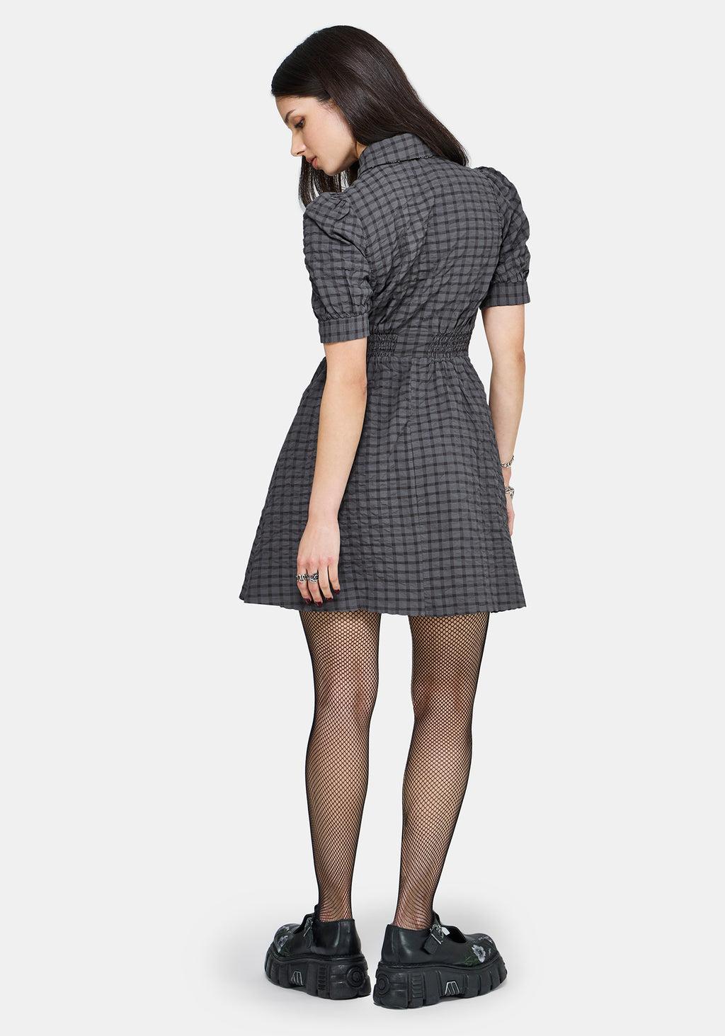 Nimira Check Puff Sleeve Mini Dress Product Image