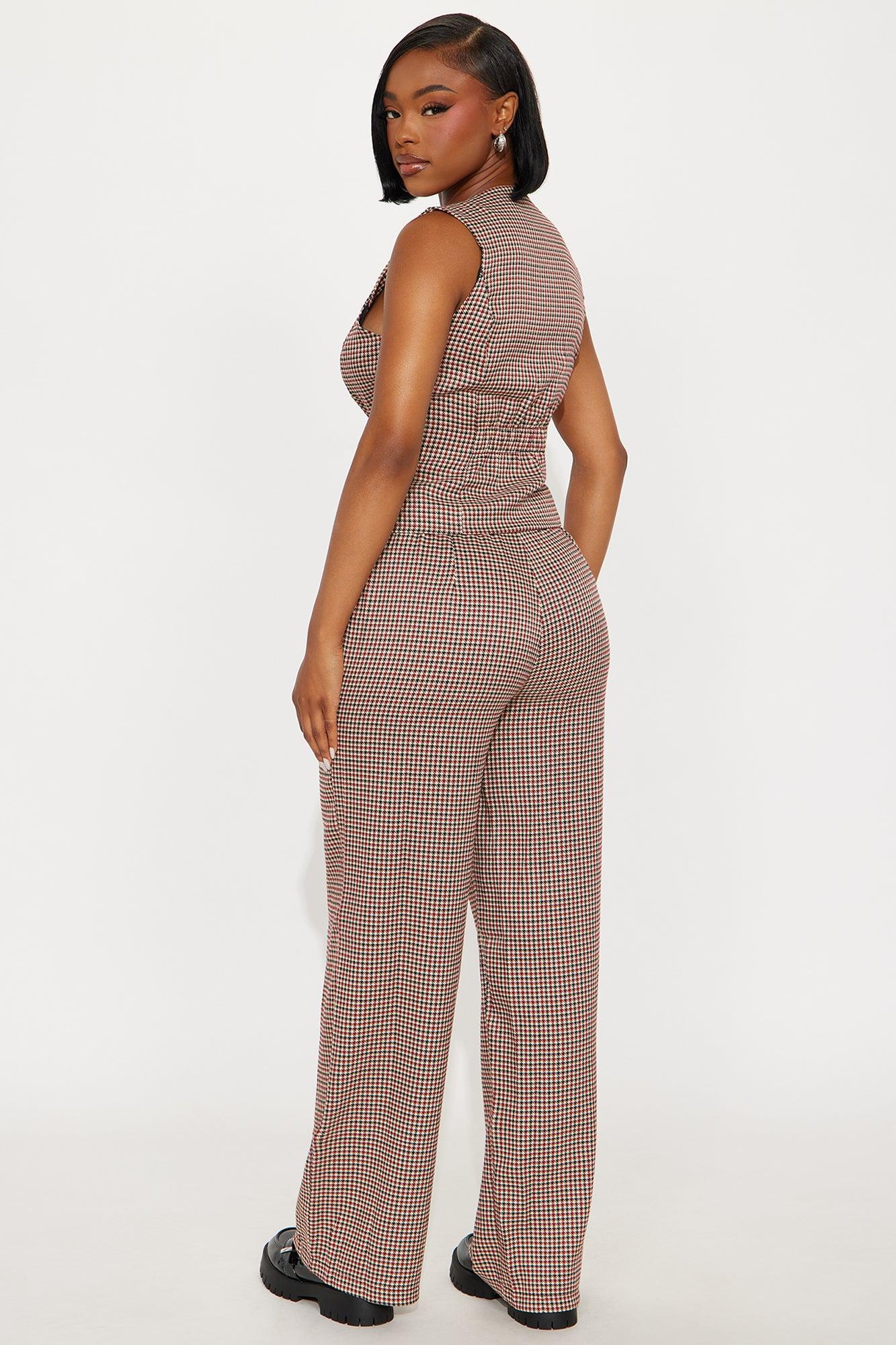 Renaissance Vest Pant Set - Burgundy/combo Female Product Image