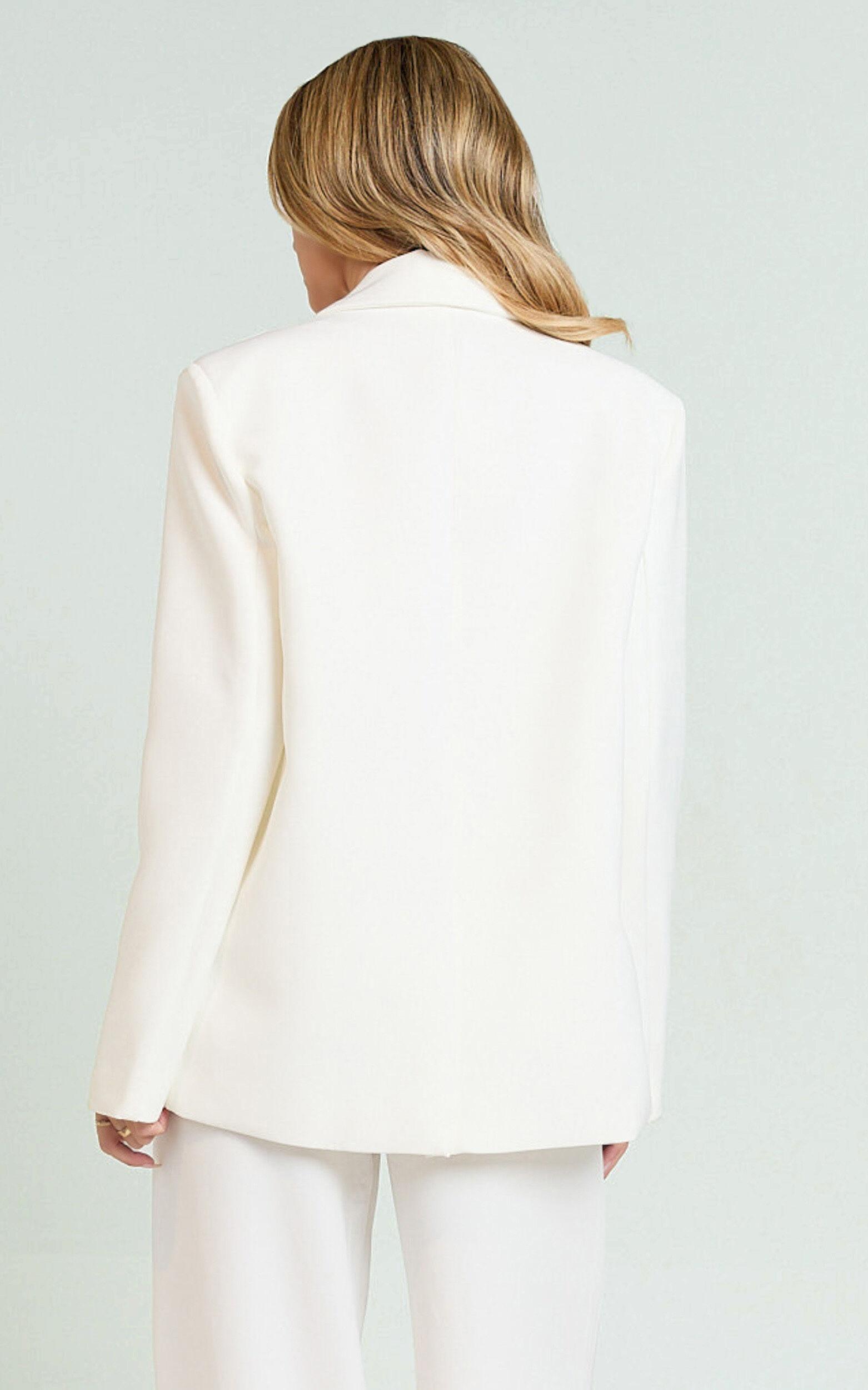 Selena Blazer - Boxy Single Breasted Blazer in Cream Product Image