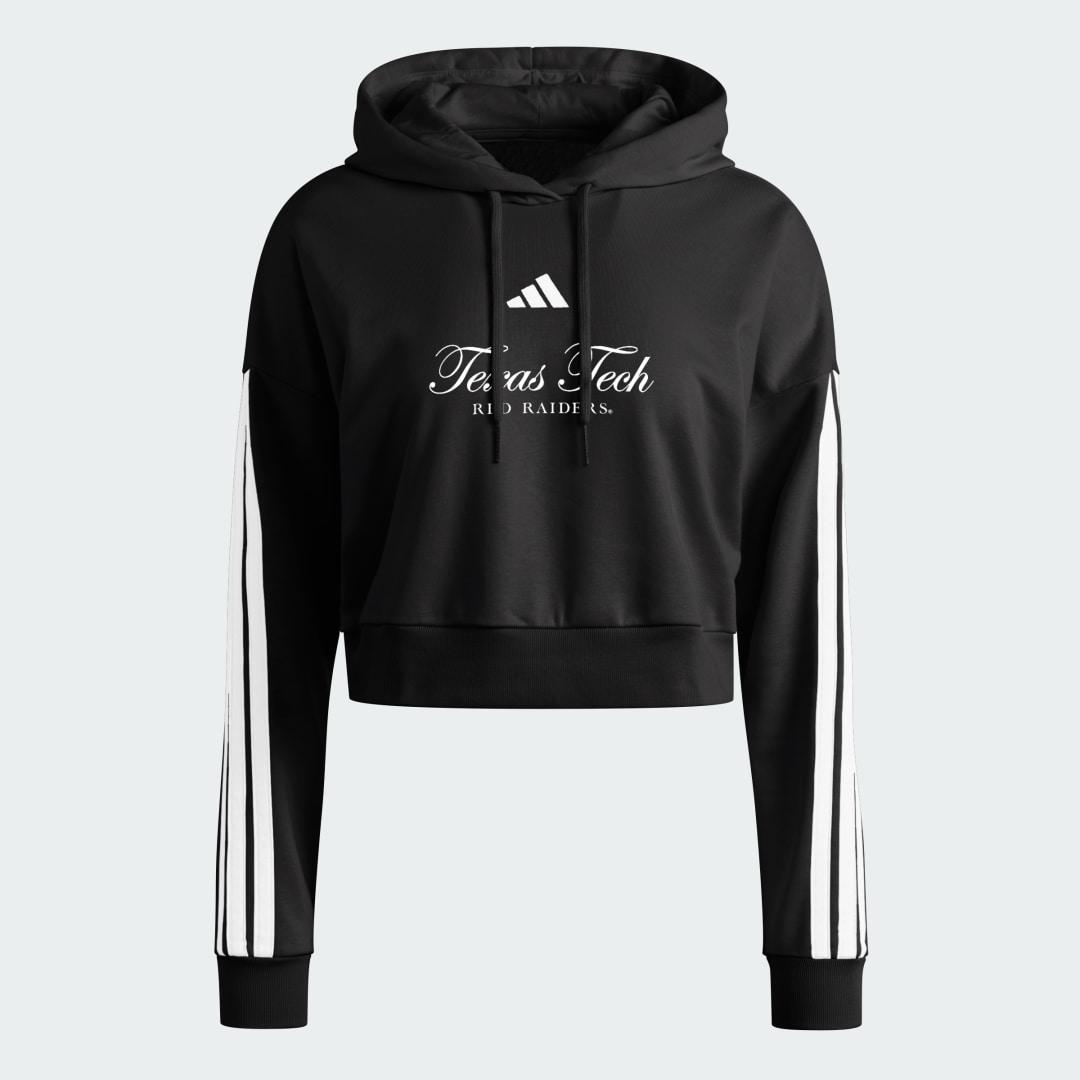 adidas Texas A&M Aggies Essentials 3-Stripes Crop Hoodie Team Maroon XL Womens Product Image