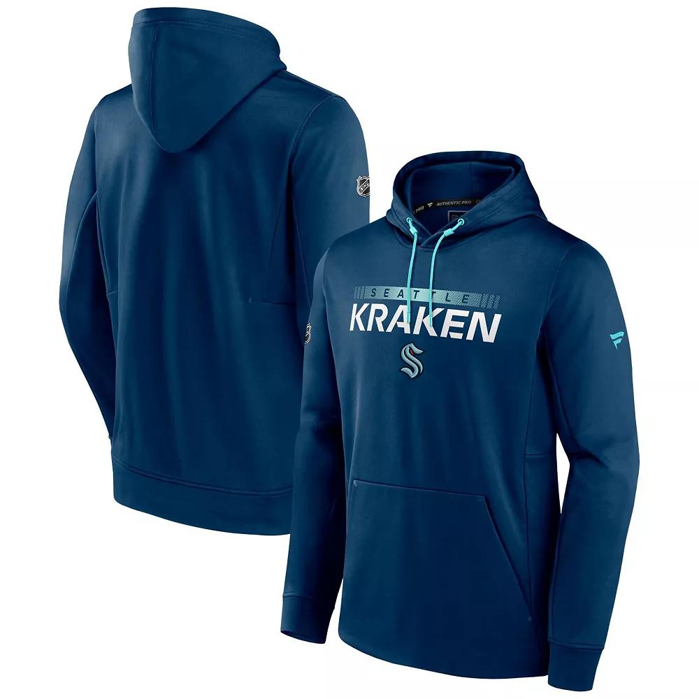 Men's Fanatics Branded Deep Sea Blue Seattle Kraken Authentic Pro Rink Pullover Hoodie,  Product Image