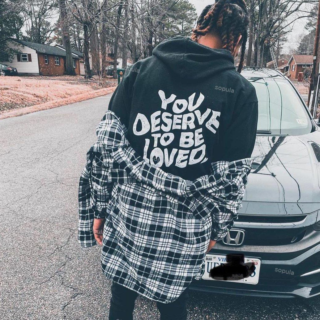 Sopula You Deserve To Be Loved Print Graphic Pullover Hoodie Product Image