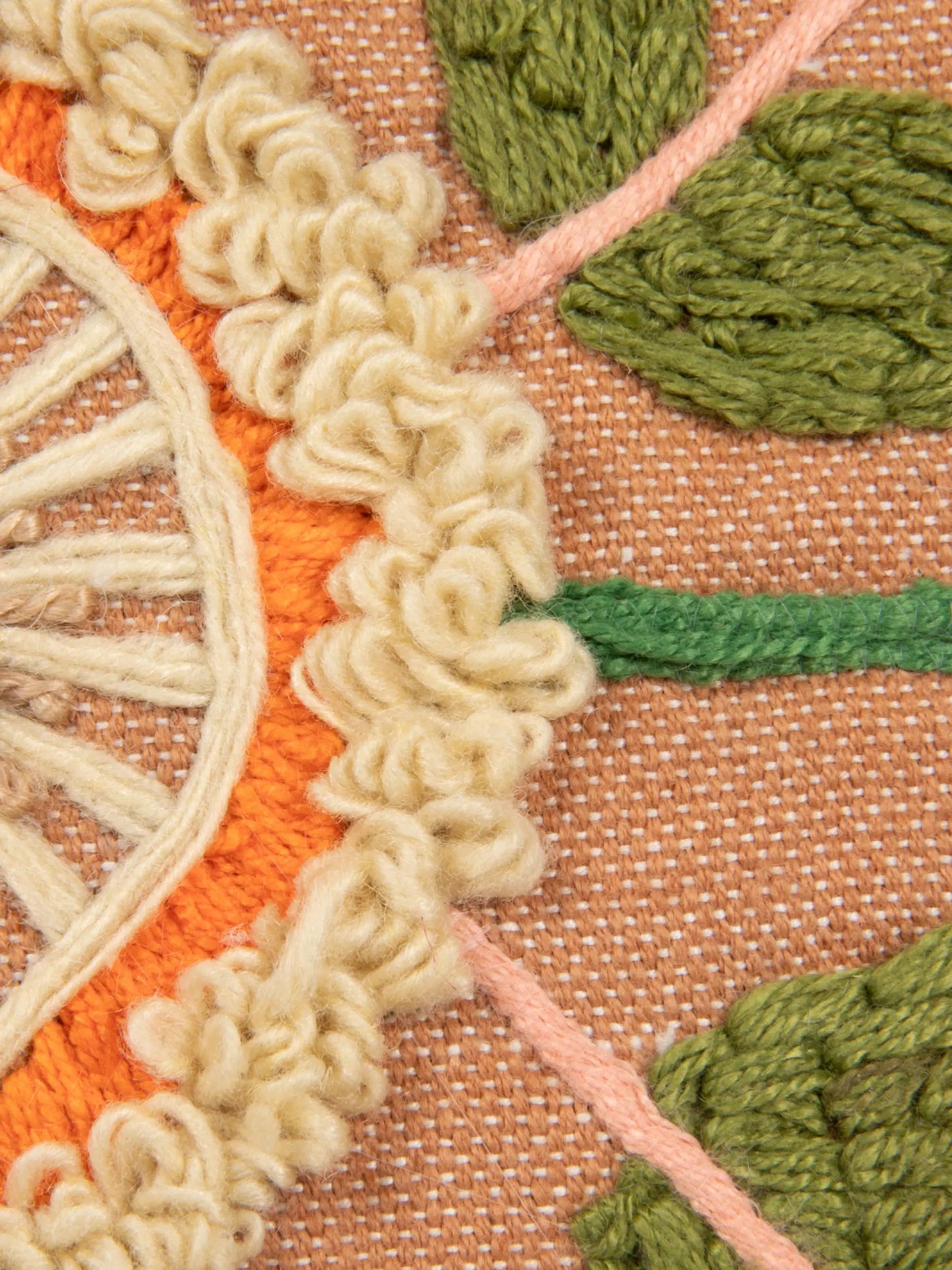 Cotton Patti Pillow - Embroidered Pink Flower Product Image