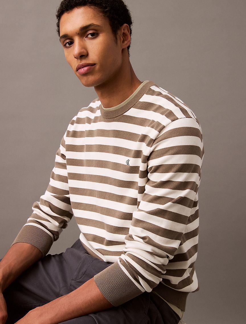 Smooth Cotton Striped Classic Sweater Product Image