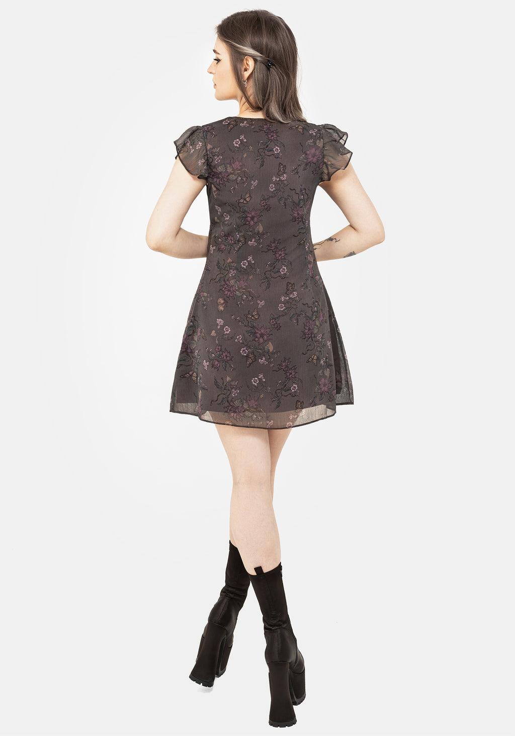 Arnora Chiffon Ruffle Detail Mini Dress Product Image