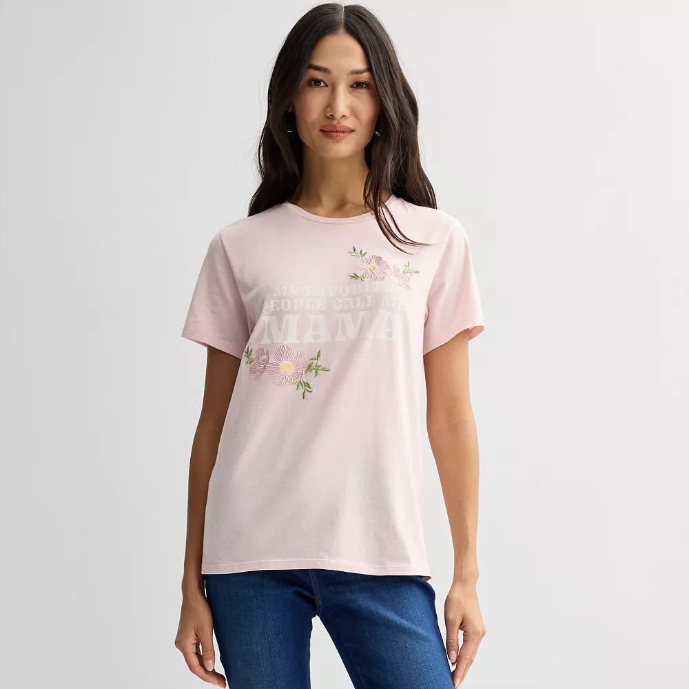 Women's Floral My Favorite People Call Me Mama Graphic Tee, Size: XS, Lotus Product Image