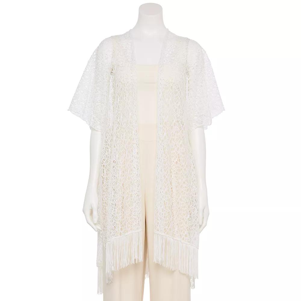 Women's CHARLOTTE DANIEL Webbed Lace Kimono, White Product Image
