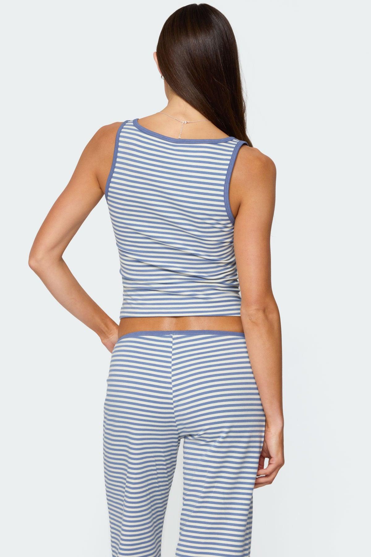 Monti Striped Henley Tank Top Product Image