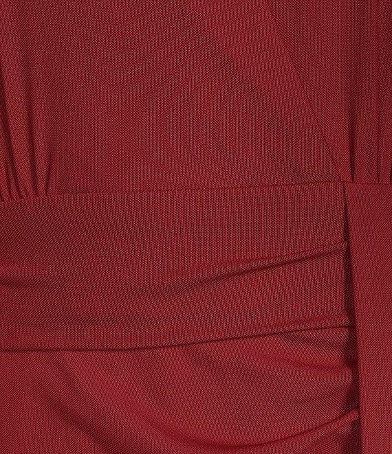 Alex Marie Luciana Mesh Deep V-Neck Long Sleeve Ruched Tie Waist Bodycon Mini Dress Product Image