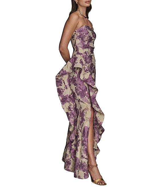 Donna Karan Floral Brocade Strapless Dress Product Image