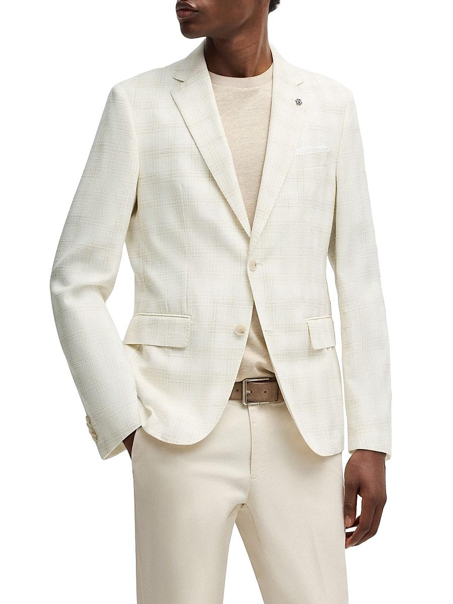 Mens Slim-Fit Suit Jacket in a Checked Wool Blend Product Image