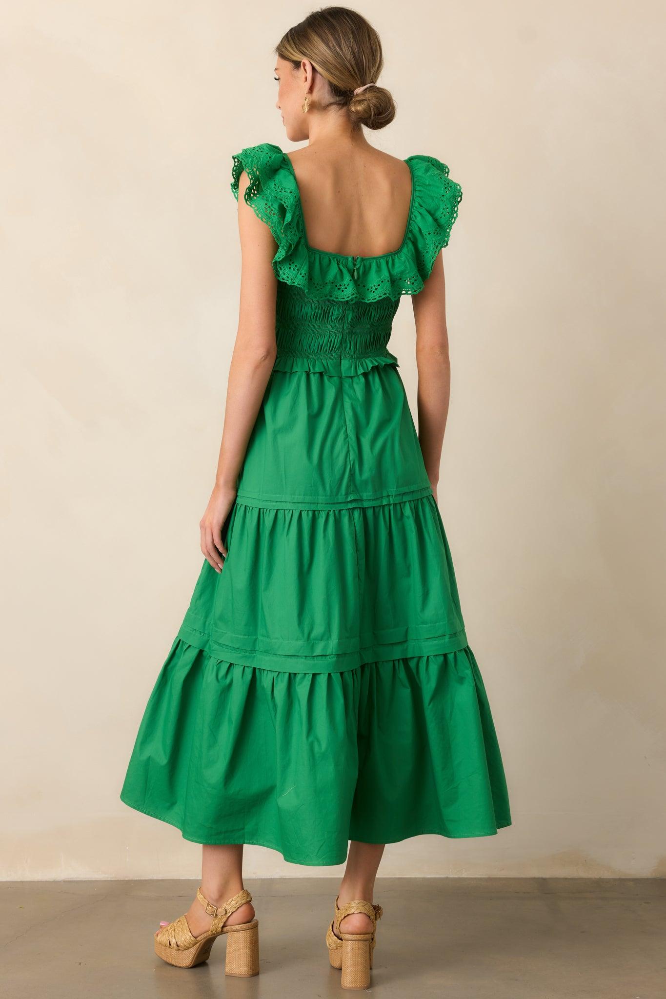 Patio Sunsets Cotton Green Maxi Dress Product Image