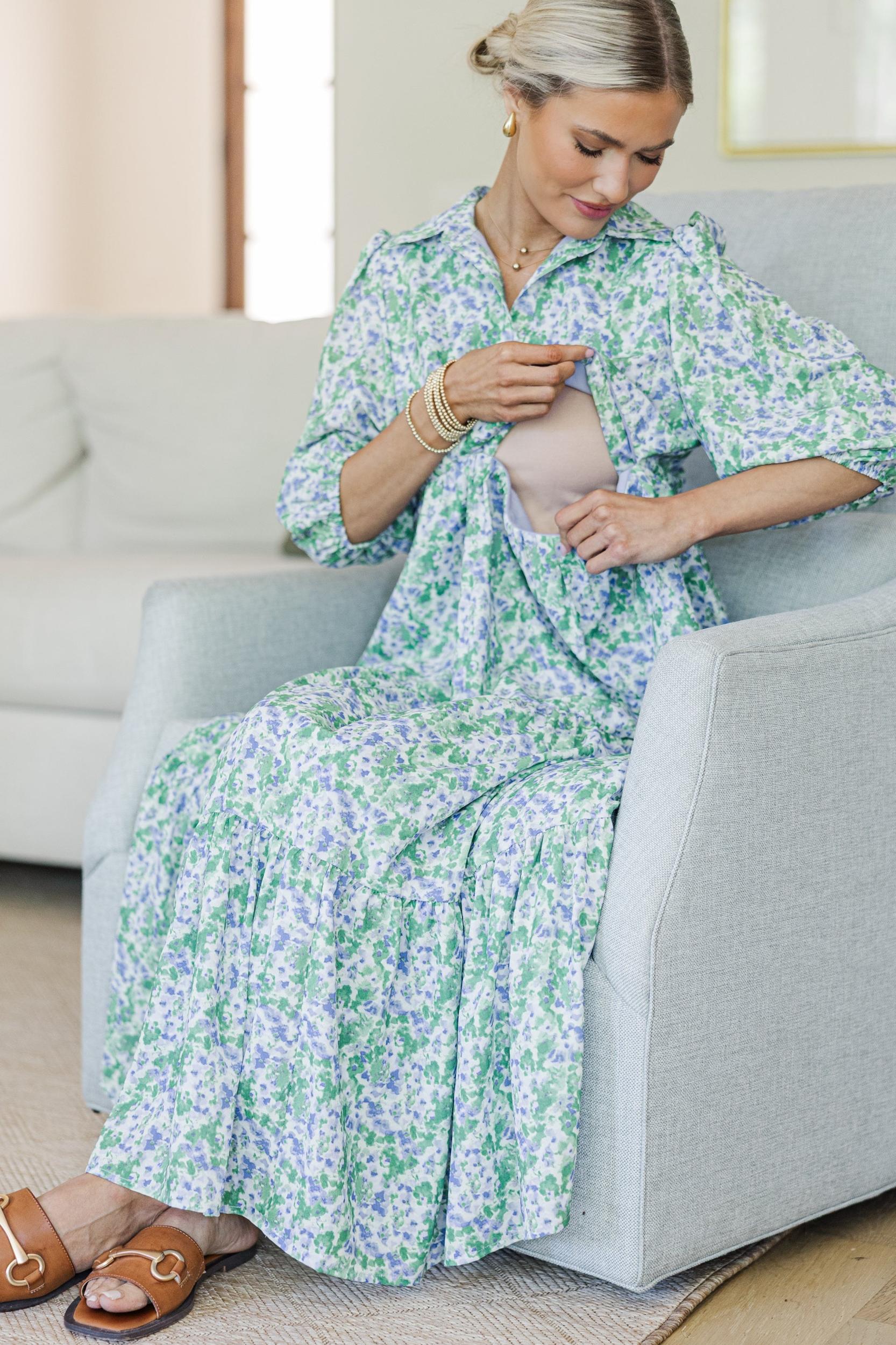 NURSING COLLECTION: Love Found Lavender Ditsy Floral Tiered Midi Dress Female Product Image