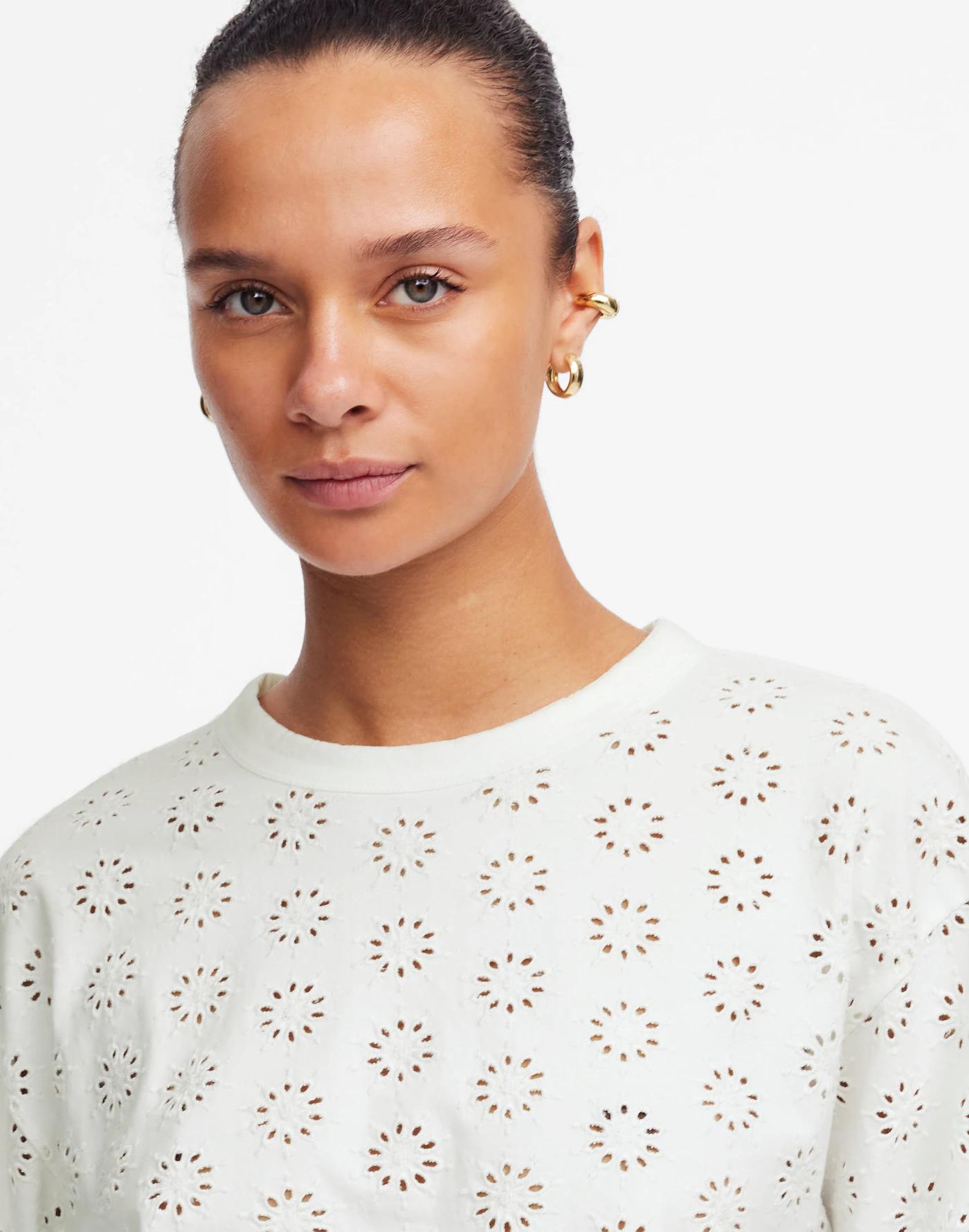 Embroidered Wide-Sleeve Boxy Tee Product Image