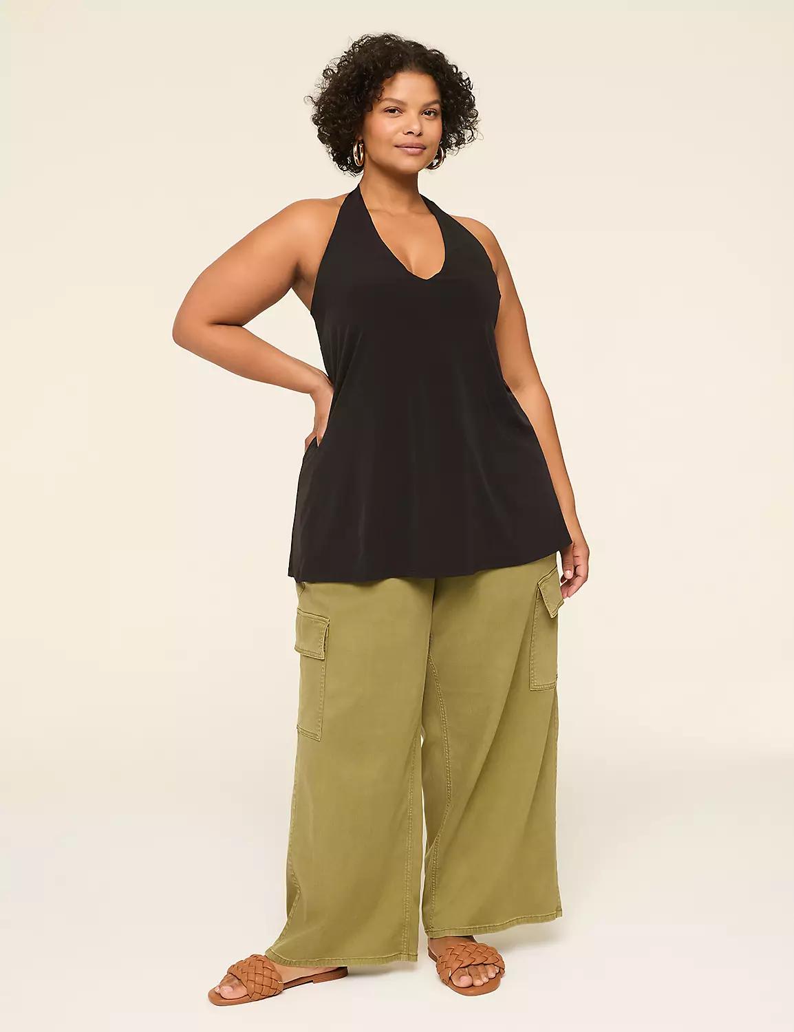 Halter Tie-Neck Top With Interior Shelf Bra Product Image