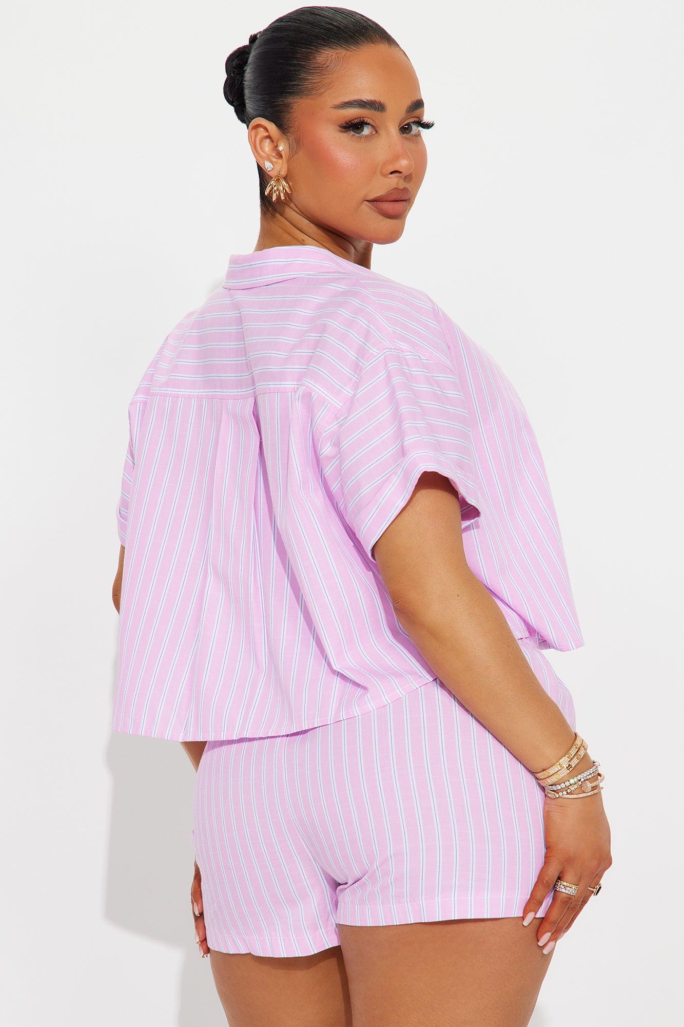 Boxer Era Striped Short Set - Pink/combo Product Image