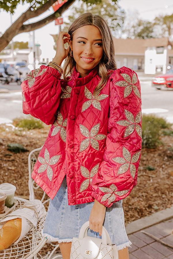 Statement Maker Quilted Jacket in Sangria Product Image