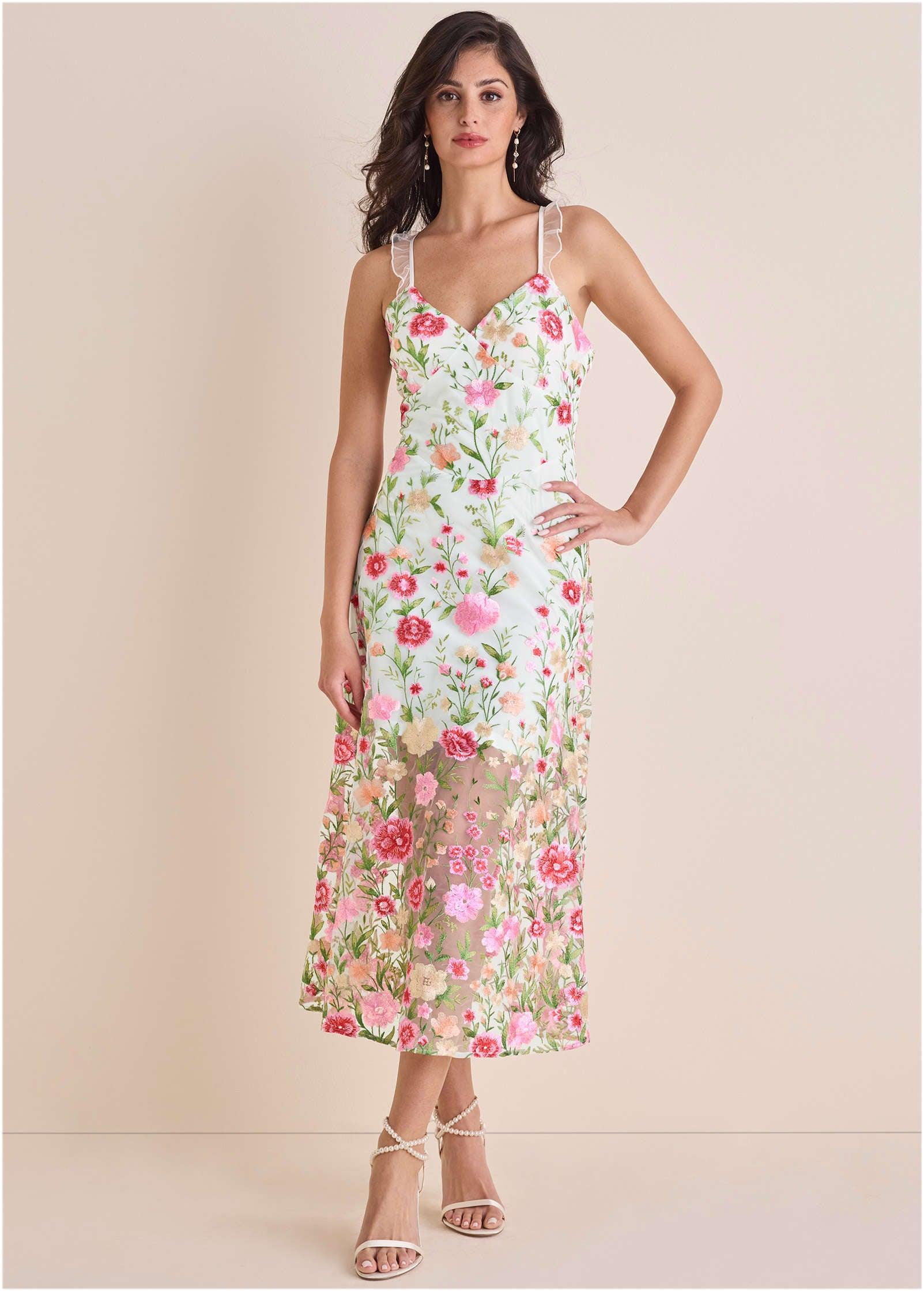 Sheer Embroidered Maxi  - White Multi Product Image