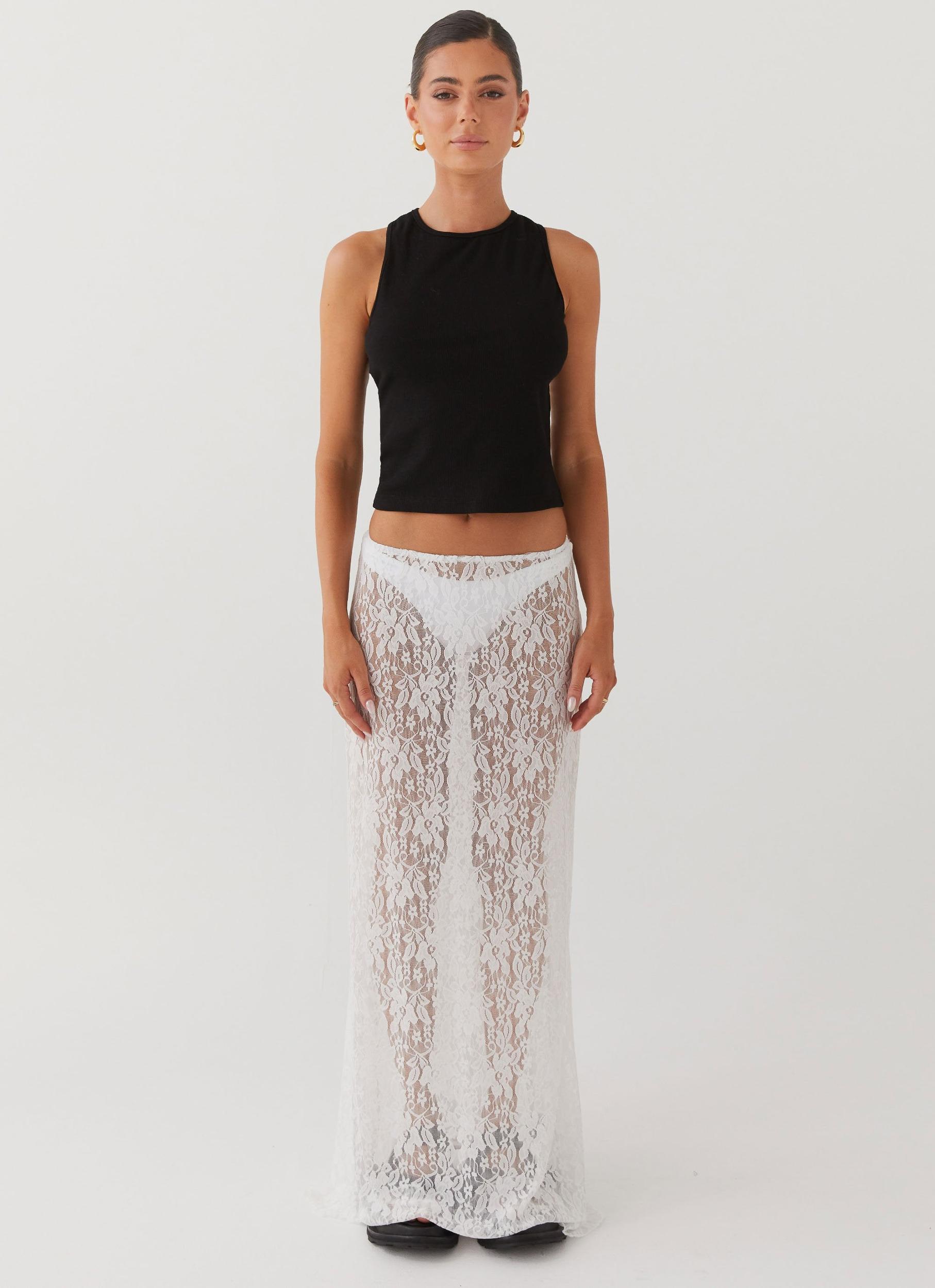 Sugar Sweet Lace Maxi Skirt - White Product Image