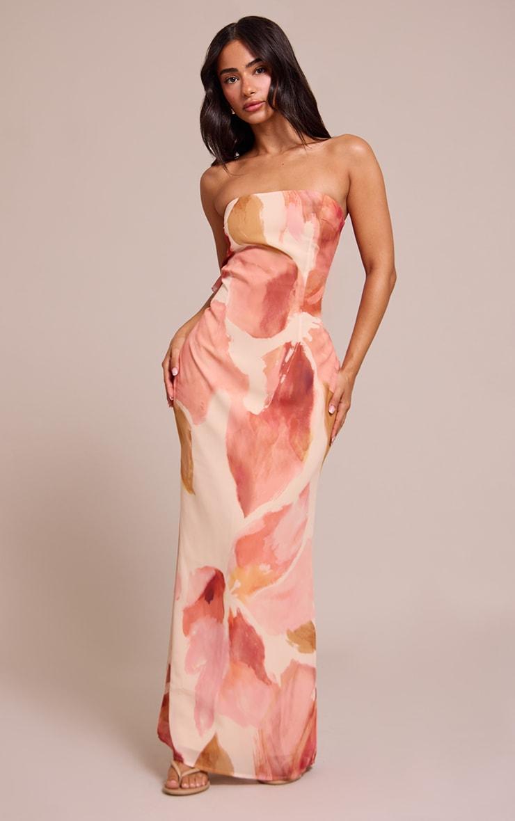 Petite Printed Bandeau Maxi Dress Product Image