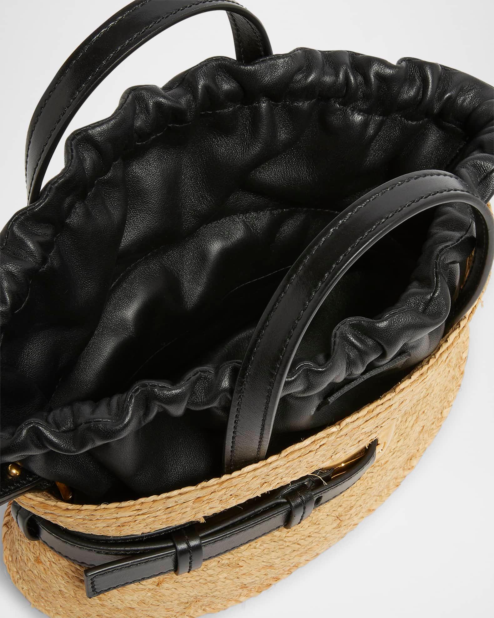 Shuffle Mini Top-Handle Bag in Raffia and Calfskin  Product Image