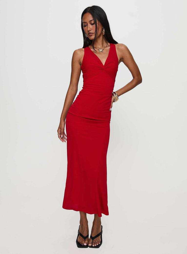 Mesmerise Halter Maxi Dress Red Product Image