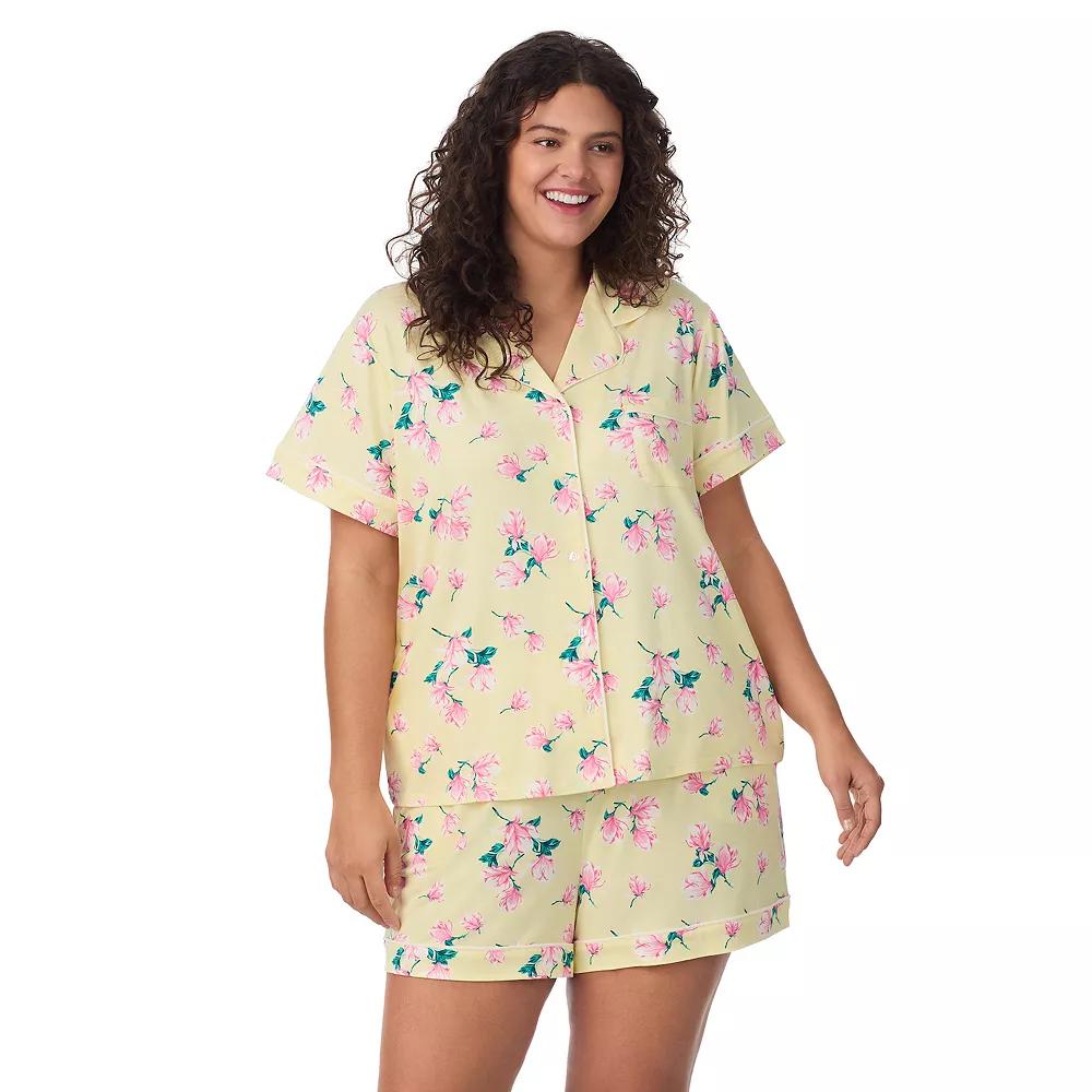 Plus Size Draper James 2-Piece Short Sleeve Notch Pajama Top & Pajama Shorts Set, Women's, Size: 1XL, Lt Blue Field Flower Product Image