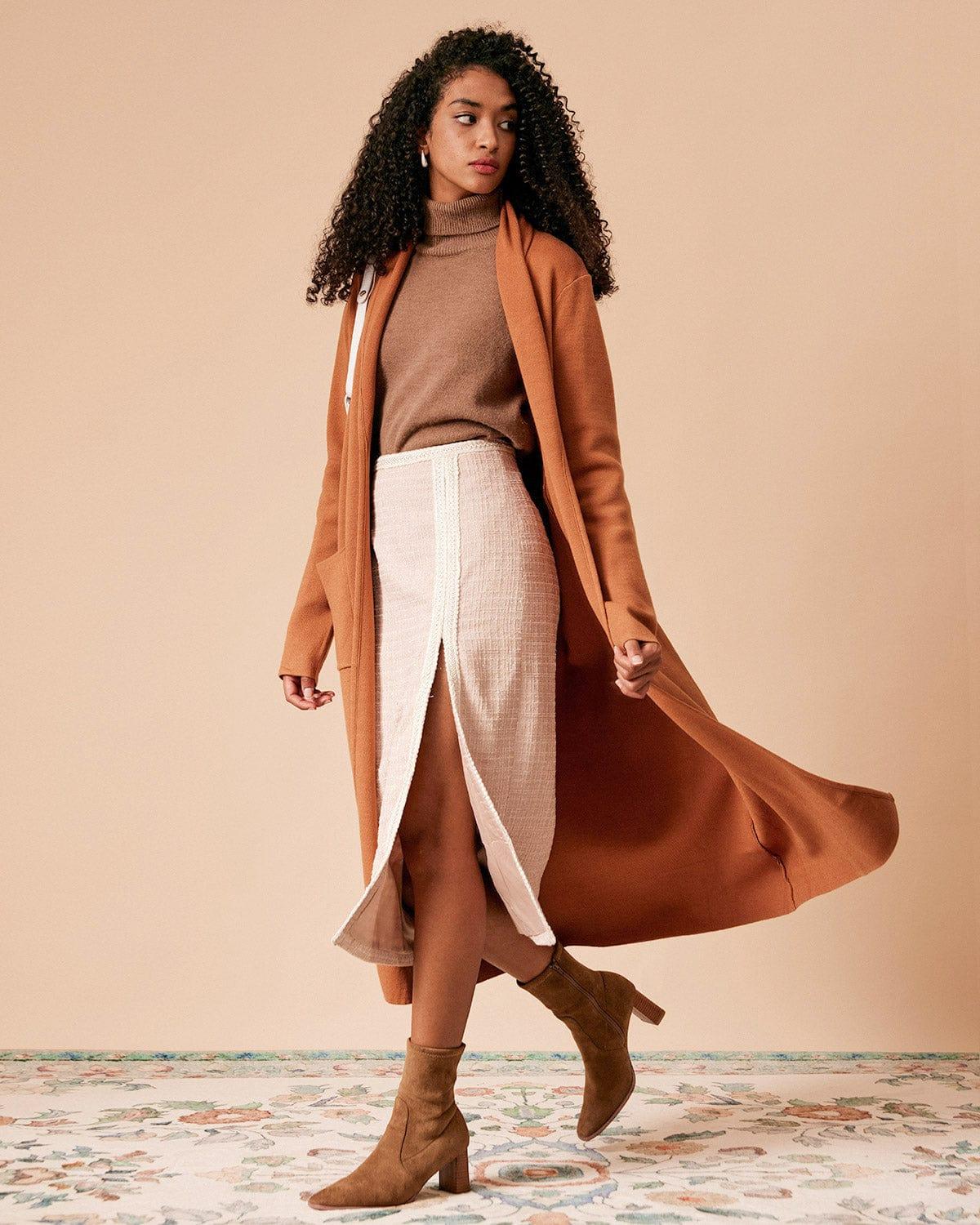 The High Waisted Side Slit Tweed Skirt Product Image