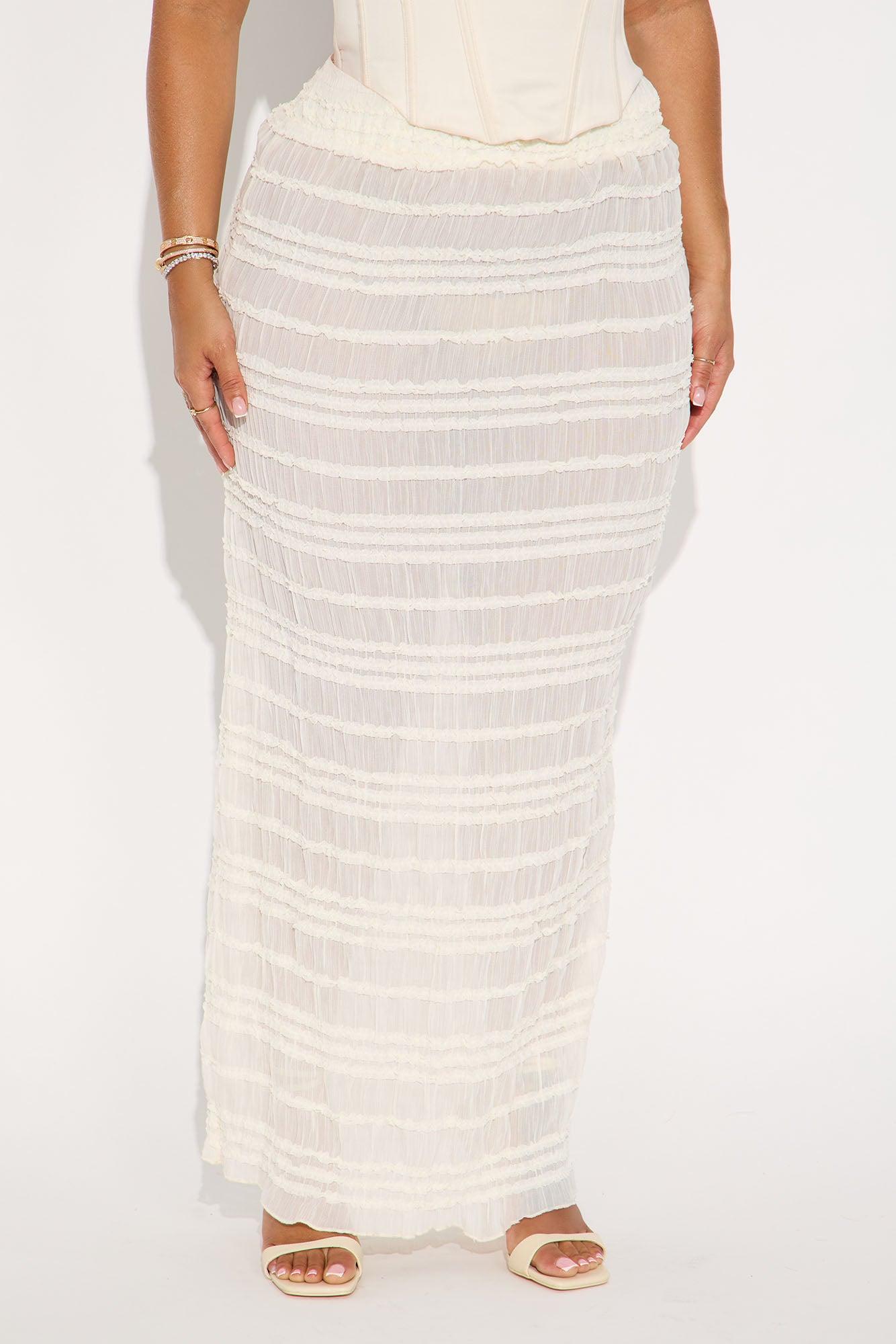 Elise Tiered Ruffle Maxi Skirt - Ivory Female Product Image