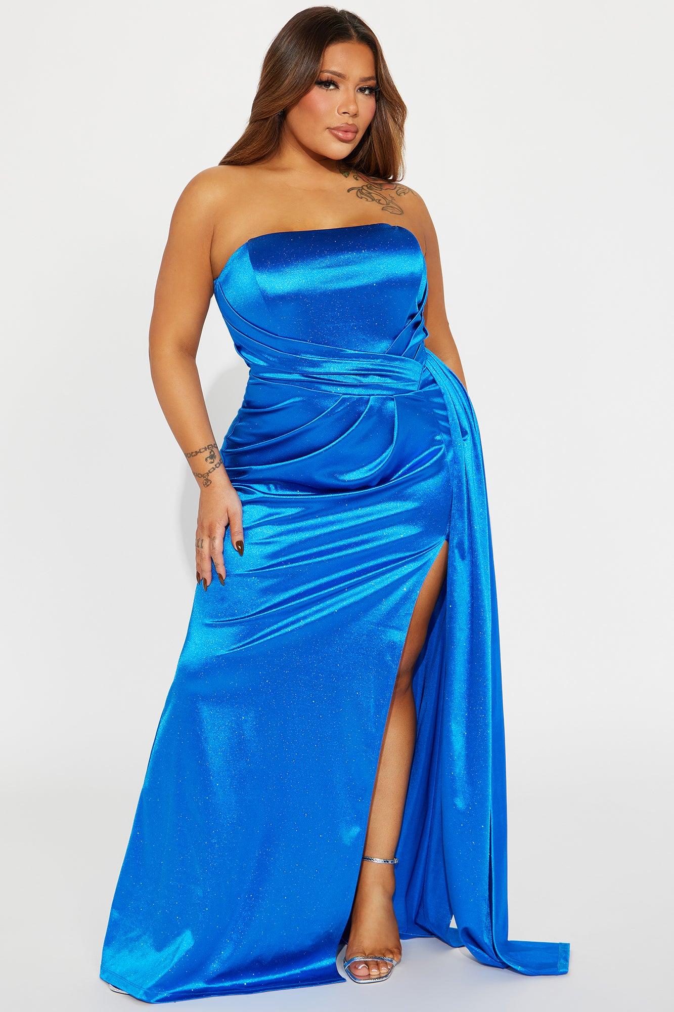 Gianna Glitter Satin Maxi Dress - Royal Product Image