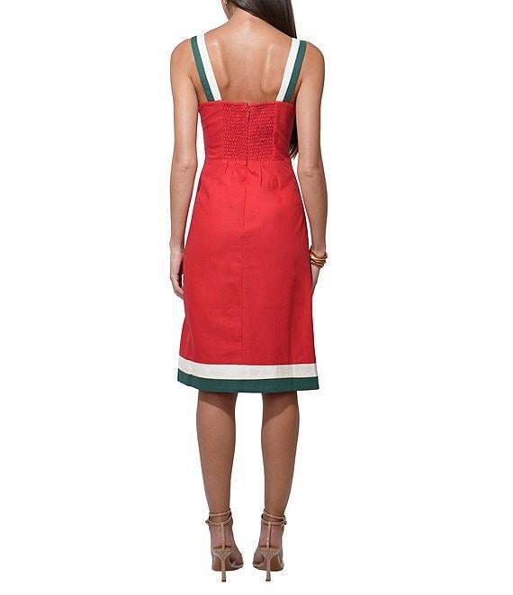 Adelyn Rae Birds Of Paradise Linen Blend Square Neck Sleeveless Smocked Back Woven A-Line Dress Product Image