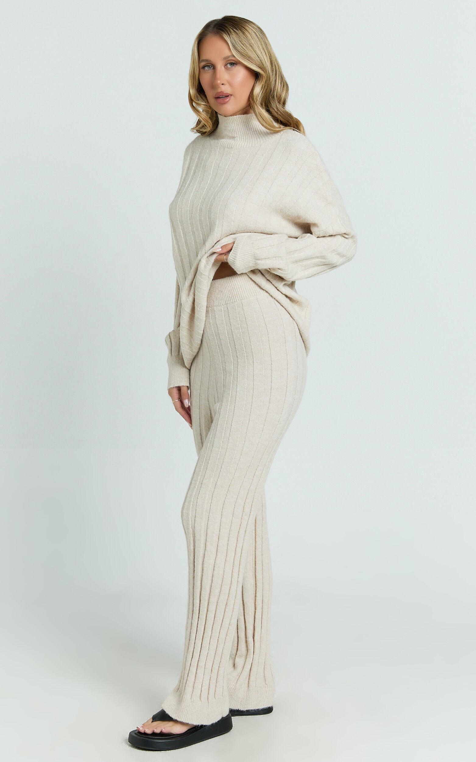 Marie Two Piece Set - Knitted Jumper & Pants Set in Cream Product Image