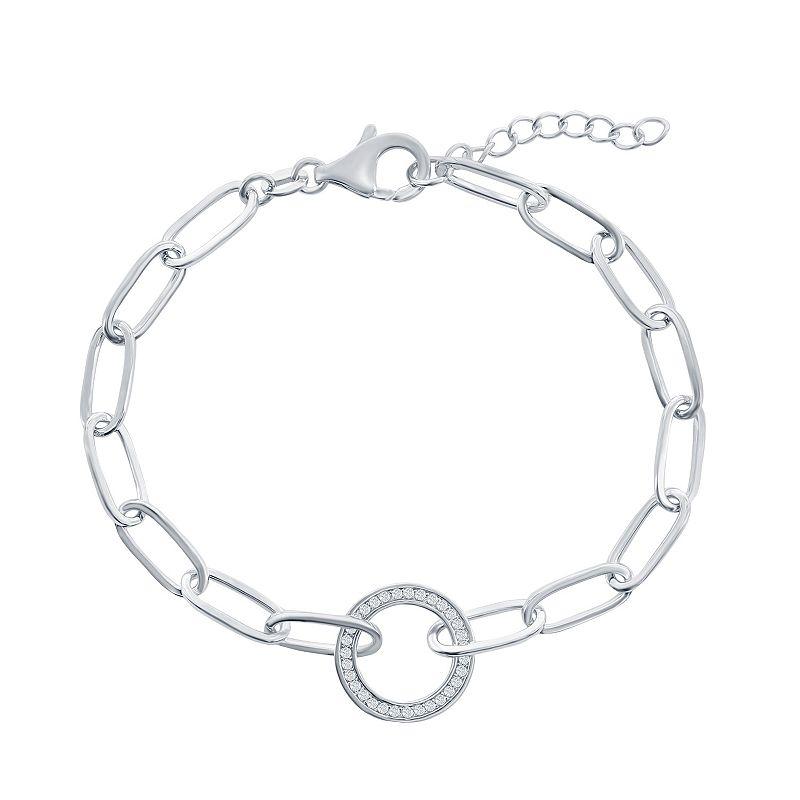Argento Bella Cubic Zirconia Open Circle Paper Clip Bracelet, Women's,  Product Image