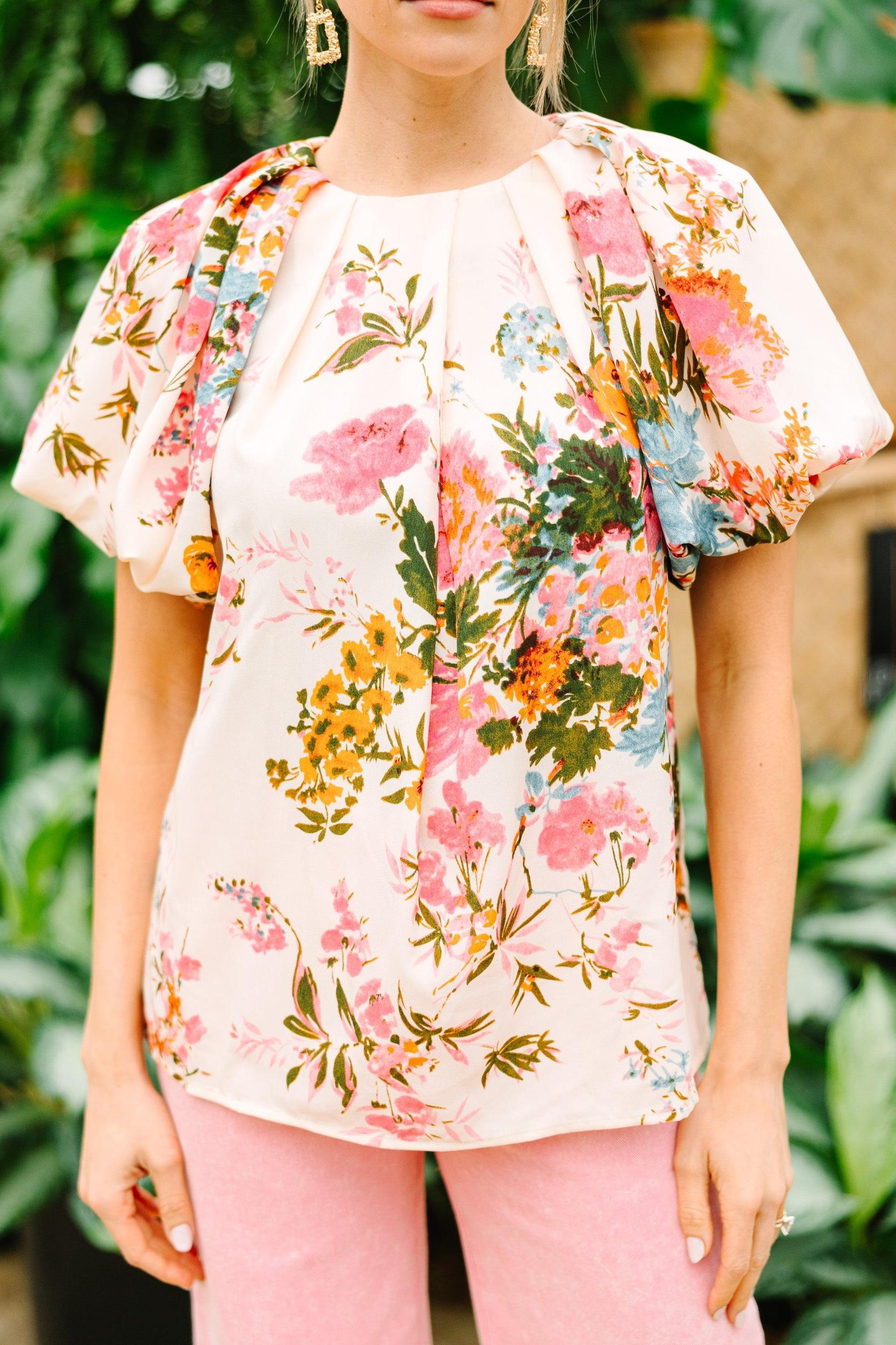 How It Feels Pink Floral Blouse Female Product Image