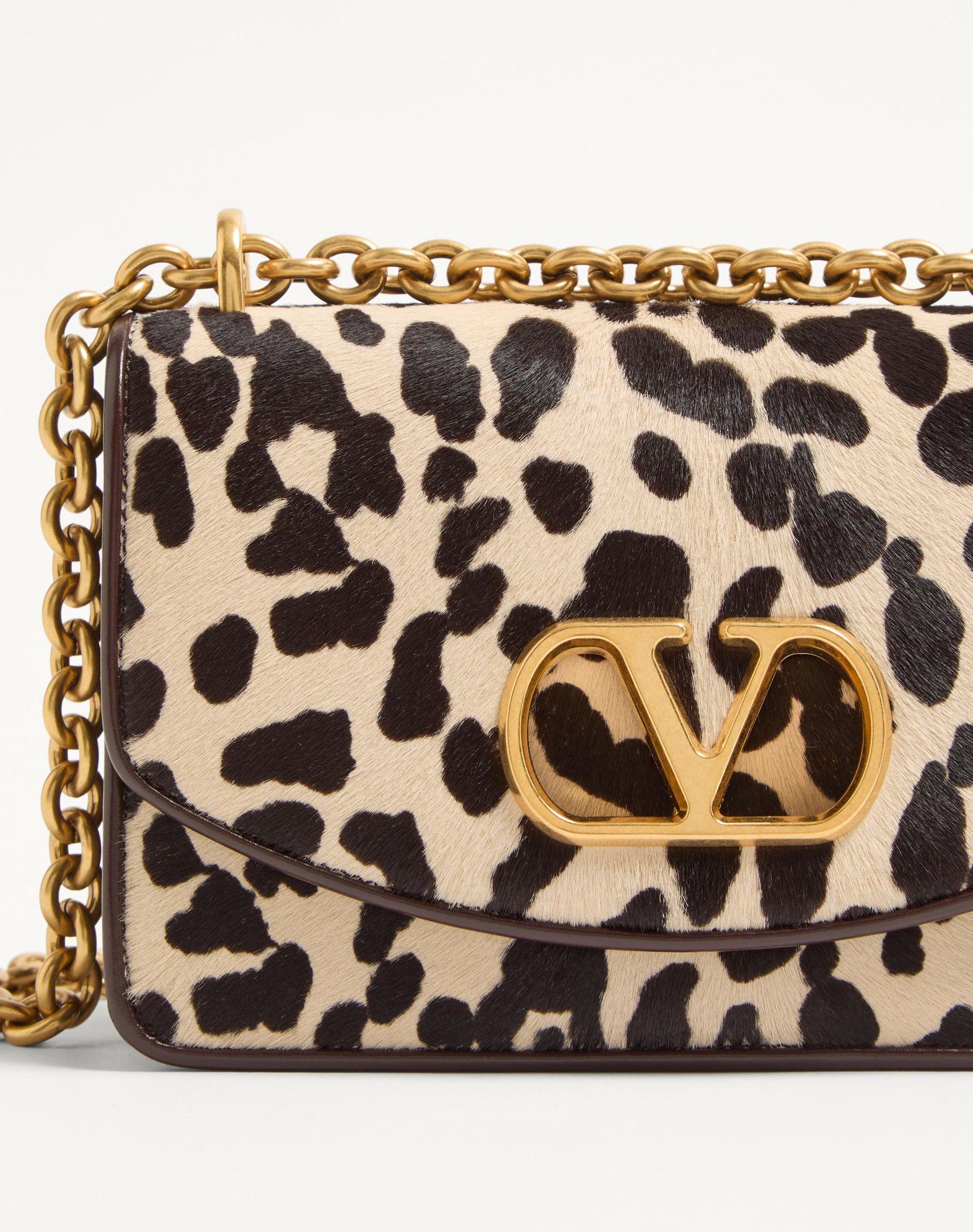 Valentino Garavani Vain Small Shoulder Bag In Pony Effect Calfskin With Animalier Print Product Image