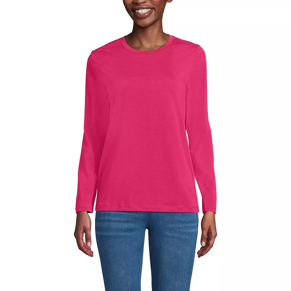 Petite Lands' End Relaxed-Fit Supima Long Sleeve Cotton Crewneck Tee, Women's,  Product Image