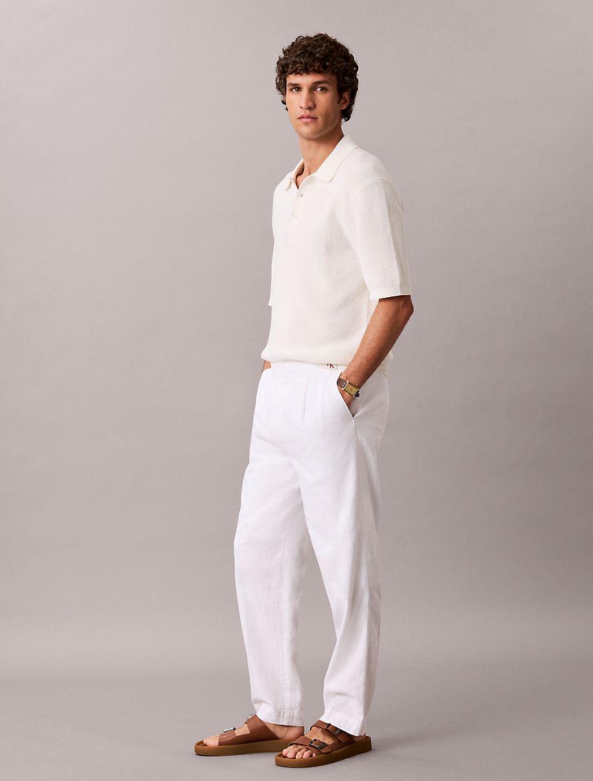 Linen Blend Pleated Pull-On Pants Product Image
