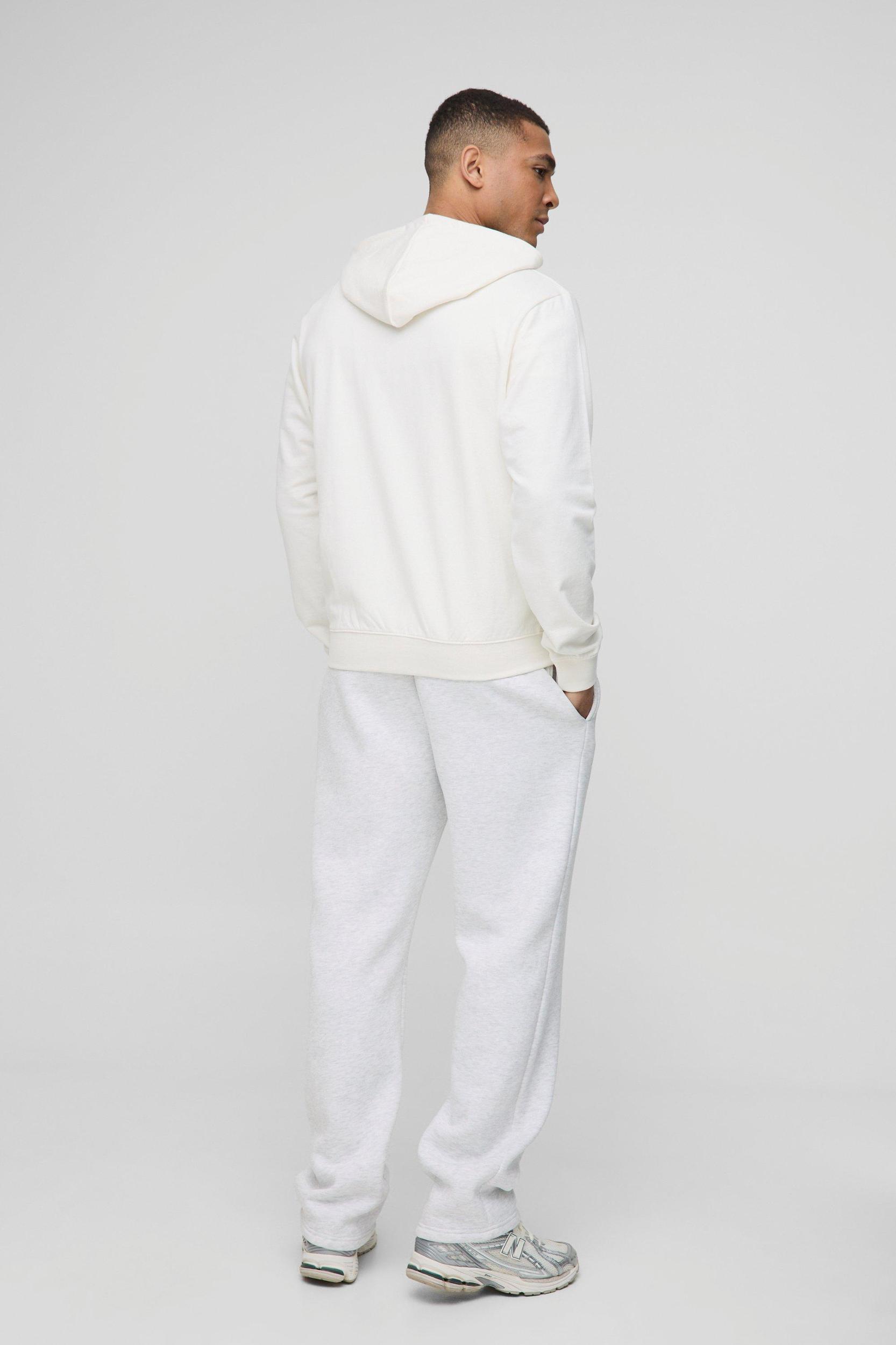 260GSM Loopback Basic Regular Fit Zip Through Hoodie | boohooMAN USA Product Image