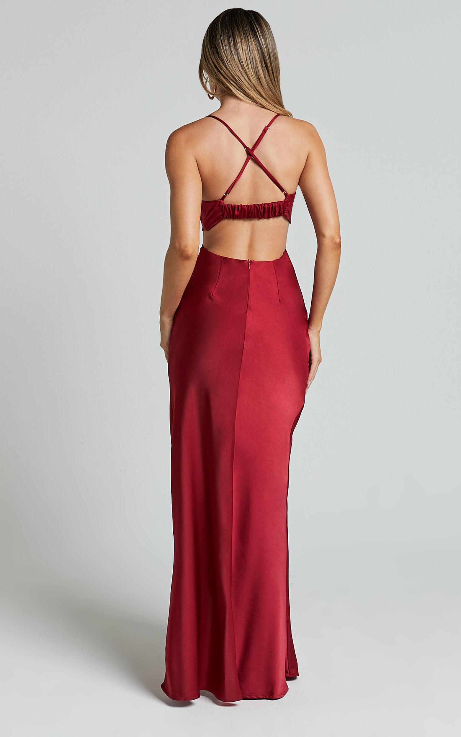 Sophie Maxi Dress - Cowl Neck Cross Back Dress in Red Product Image