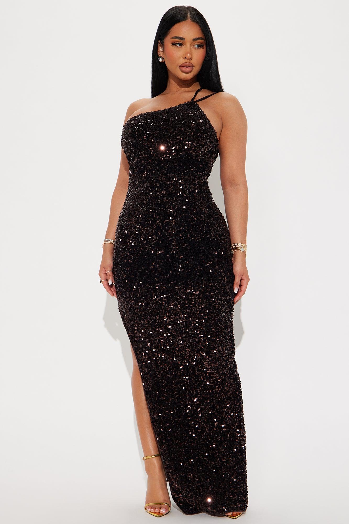 Forever Shining Sequin Maxi Dress - Chocolate Product Image